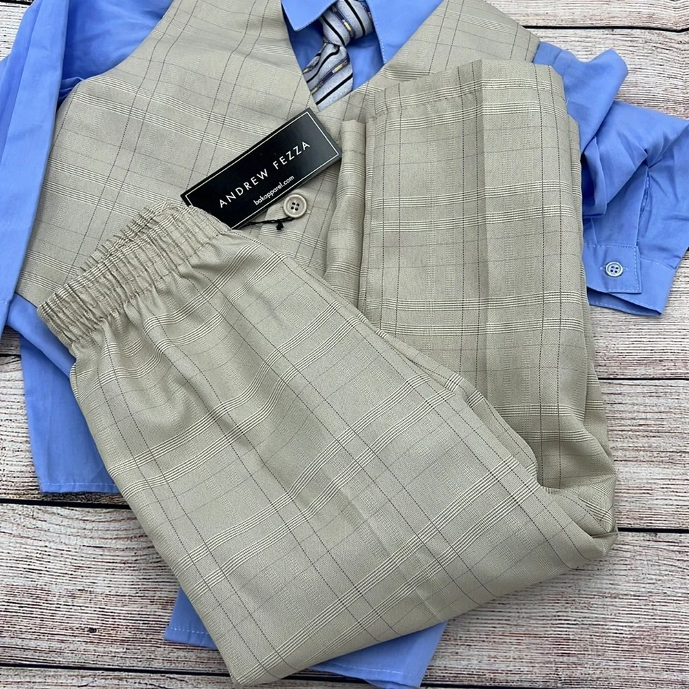 Andrew Fezza 4 Piece Vest Pants Shirt and Tie Dress Set Sz 4T NWTs - Picture 2 of 8